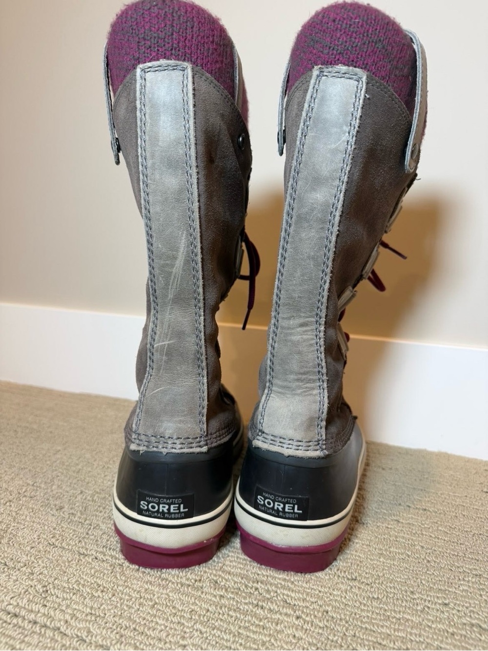 Sorel Women's Gray and Plum Joan of Arctic Insulated Winter Boots - Picture 3 of 12